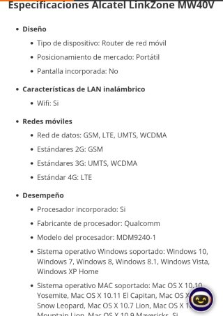 Router Alcatel 4G+ Airbox MW40 (Orange, Simyo...).