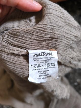 Camisa Natura manga larga beige talla L