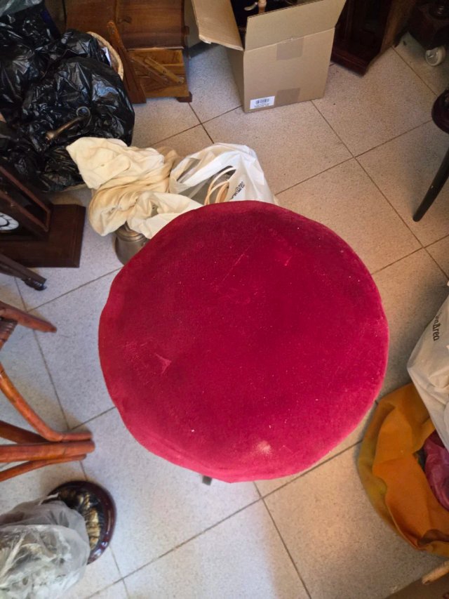 Taburete Piano S. XIX Terciopelo Rojo