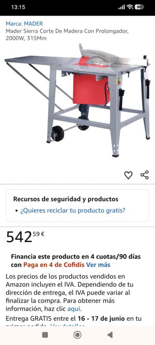 Sierra de mesa mediana potente disco makita  2000w