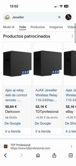 Ajax Jeweller Relay Relé Inalámbrico