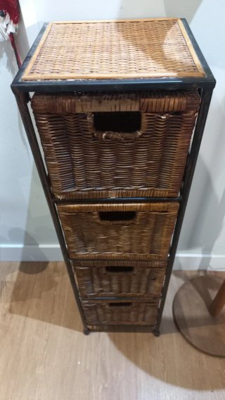 Mueble Organizador Mimbre y Metal