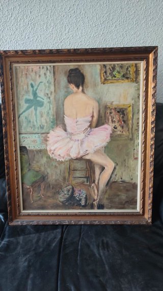 Cuadro Bailarina. Óleo sobre lienzo. Marco Dorado