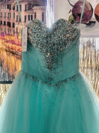 Vestido de fiesta ZIRRA plateado y turquesa