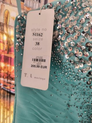 Vestido de fiesta ZIRRA plateado y turquesa
