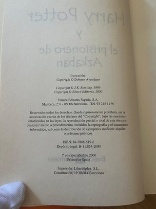 1ª EDICIÓN Harry Potter y el prisionero de Azkaban