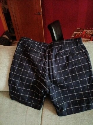 Pantalón corto Zara Man azul marino con cuadros