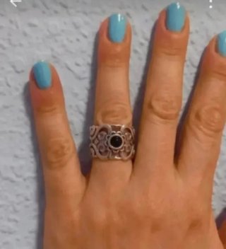 Anillo Plata Filigrana Negra Ajustable