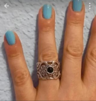 Anillo Plata Filigrana Negra Ajustable