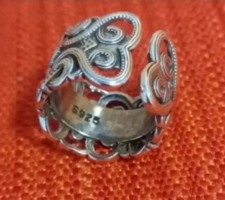 Anillo Plata Filigrana Negra Ajustable