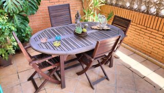 Conjunto Mesa y Sillas Jardín Madera