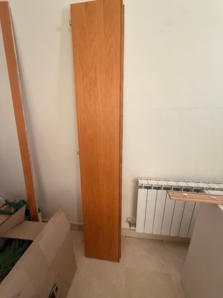 Puerta madera con cristal y fijo