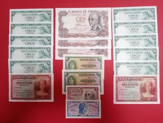 19 BILLETES PESETAS ANTIGUOS ORIGINALES NUEVOS S/C