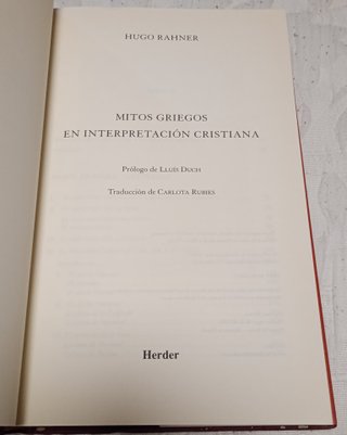 'Mitos griegos en interpretación cristiana', H.R.