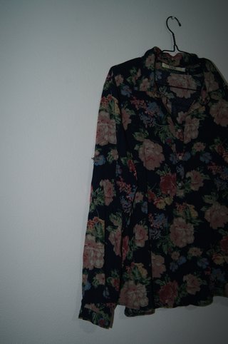 Blusa Estampada Flores Azul Tamanho L