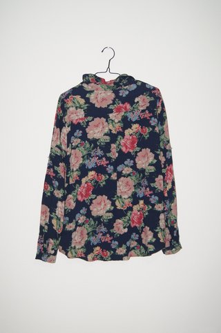 Blusa Estampada Flores Azul Tamanho L