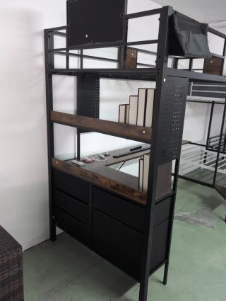 Litera con escritorio metal y madera