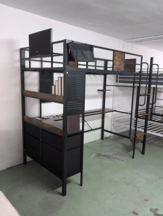 Litera con escritorio metal y madera