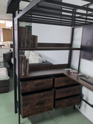 Litera con escritorio metal y madera