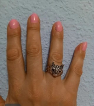 Anillo plata diseño gato