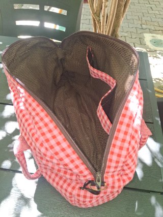 Bolso de viaje cuadros rosa y rojo