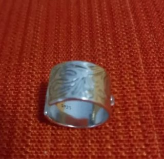 Anillo Plata Ajustable Flor Grabada.