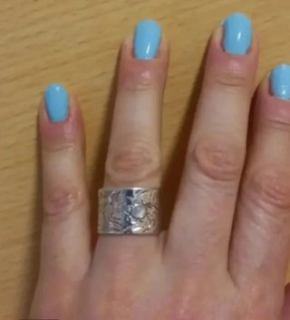 Anillo Plata Ajustable Flor Grabada.