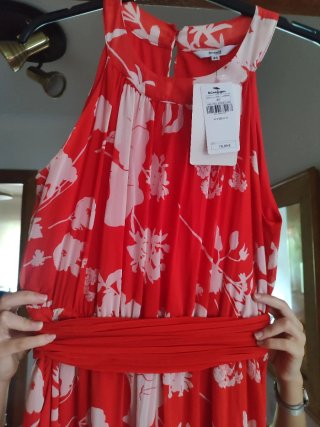 Vestido fiesta/boda floral rojo talla L.