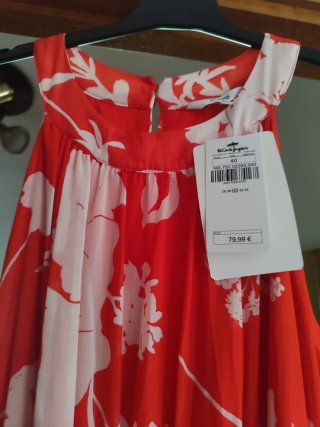 Vestido fiesta/boda floral rojo talla L.
