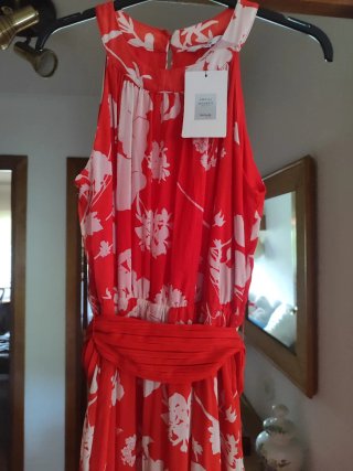 Vestido fiesta/boda floral rojo talla L.