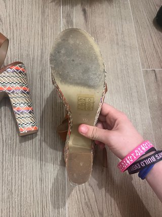 Sandali Exé con zeppa cuoio e fantasia