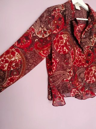 Blusa volantes Boho fluida paysley y2k talla L
