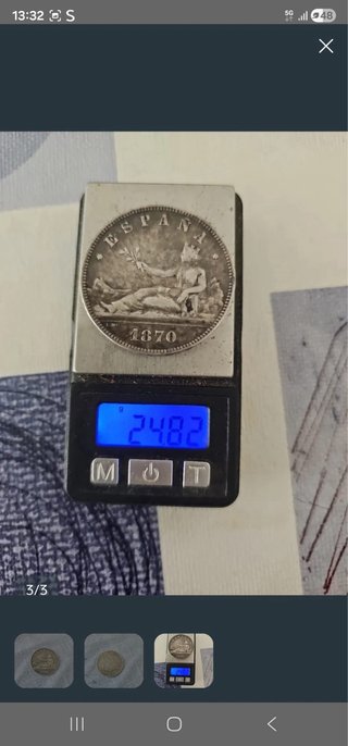Moneda 5 Pesetas 1870 Plata
