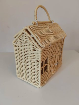 Cesta mimbre casita beige
