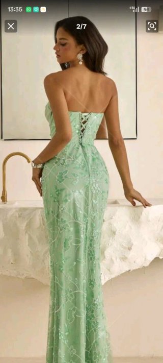 Vestido largo invitada boda verde agua