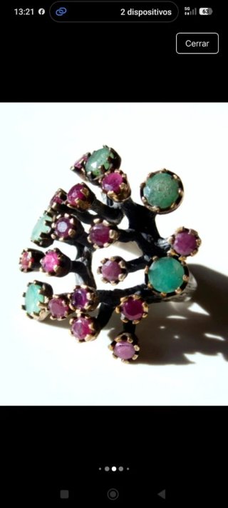 Anillo Plata Rubíes y Esmeraldas