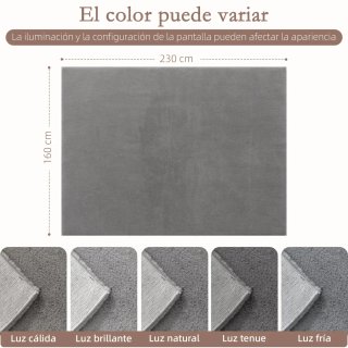 Alfombra Suave 230x160cm Antideslizante Gris