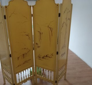 Biombo Vintage Lacado en Relieve - Más de 100 Años