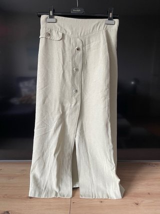Falda larga beige lino talla 42