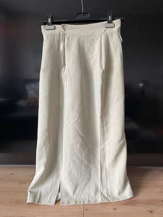 Falda larga beige lino talla 42