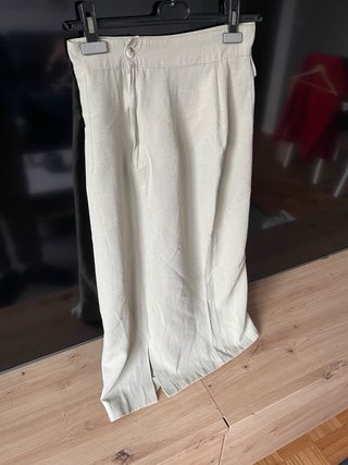 Falda larga beige lino talla 42