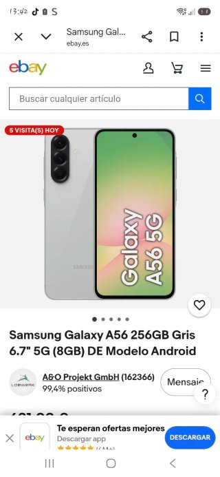 Samsung Galaxy A56 256GB Gris 5G