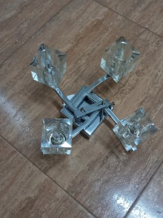 Lámpara de techo metal y cristal tallado