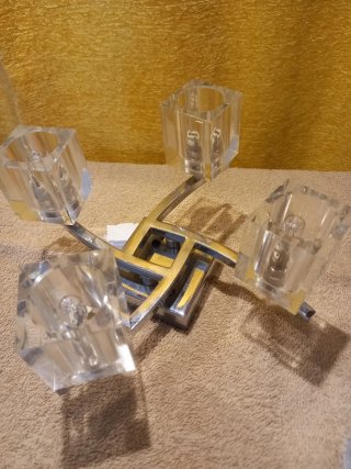 Lámpara de techo metal y cristal tallado