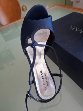 Sandali eleganti raso blu tacco 12