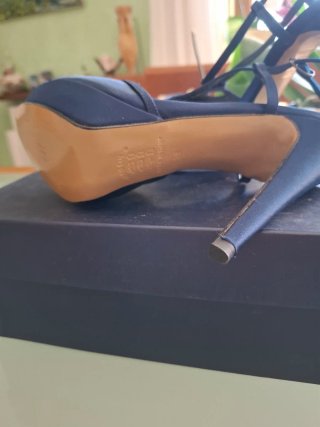 Sandali eleganti raso blu tacco 12