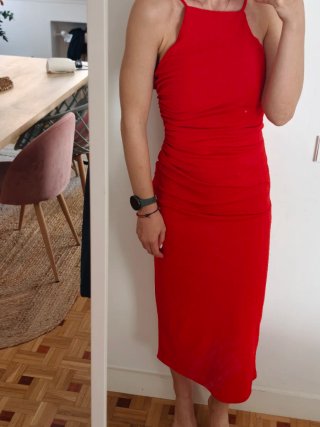 Vestido Sfera Rojo Cuello Halter Talla S