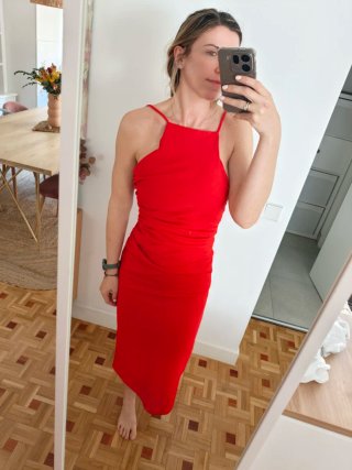 Vestido Sfera Rojo Cuello Halter Talla S