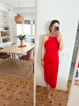 Vestido Sfera Rojo Cuello Halter Talla S