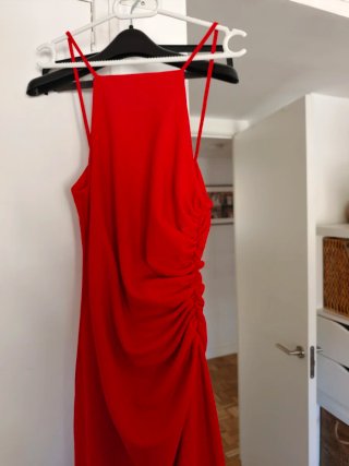 Vestido Sfera Rojo Cuello Halter Talla S
